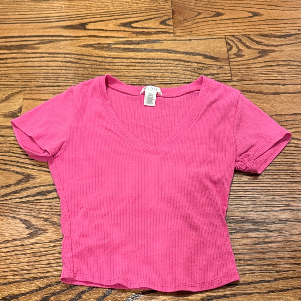 Bozzolo Pink Ribbed Crop Top